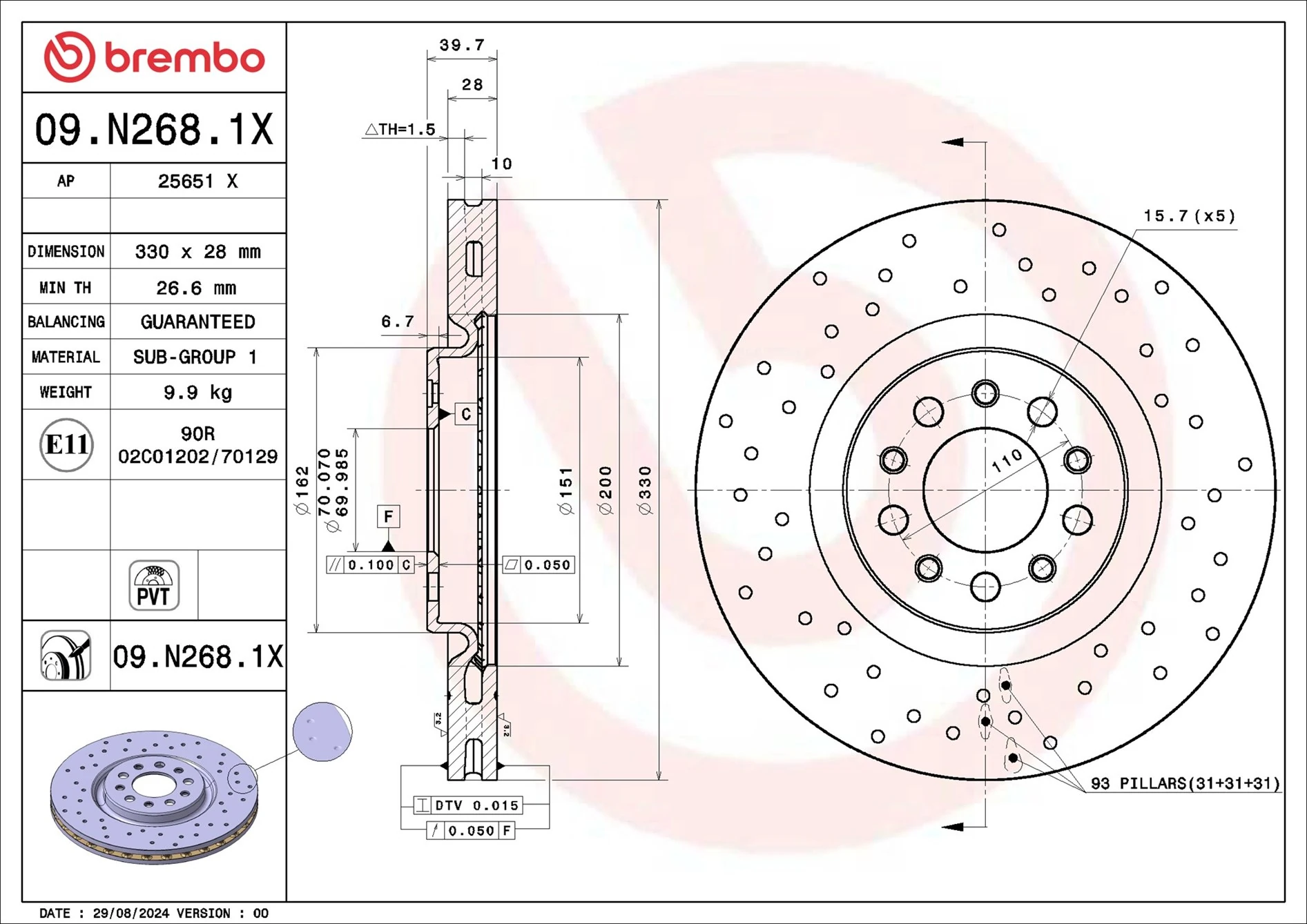 BREMBO Disco freno 09.N268.1X
