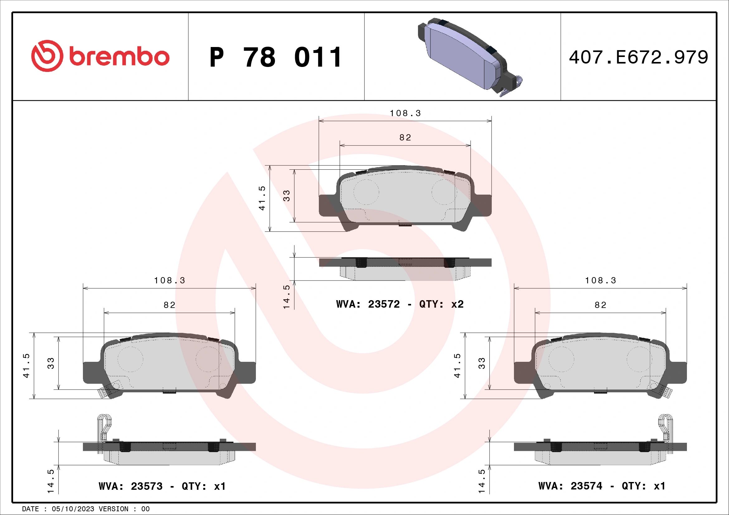 BREMBO Bremsbelagsatz, Scheibenbremse P 78 011