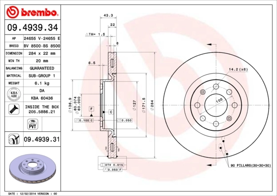 BREMBO Disco freno 09.4939.31