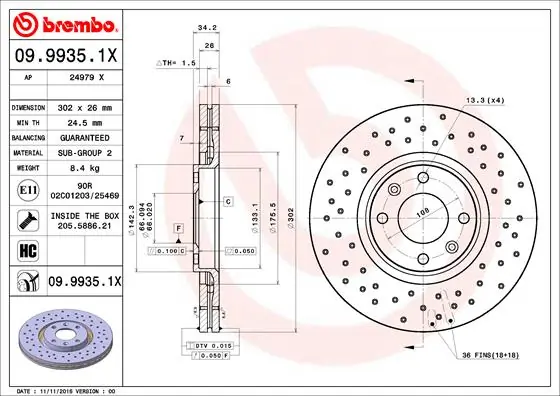 BREMBO 브레이크 디스크 09.9935.1X
