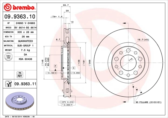 BREMBO ブレーキ・ローター 09.9363.11