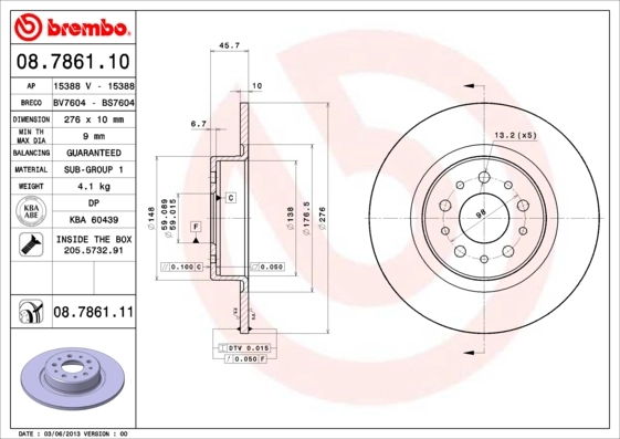 BREMBO Bremsscheibe 08.7861.11
