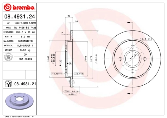 BREMBO Brake Disc 08.4931.21