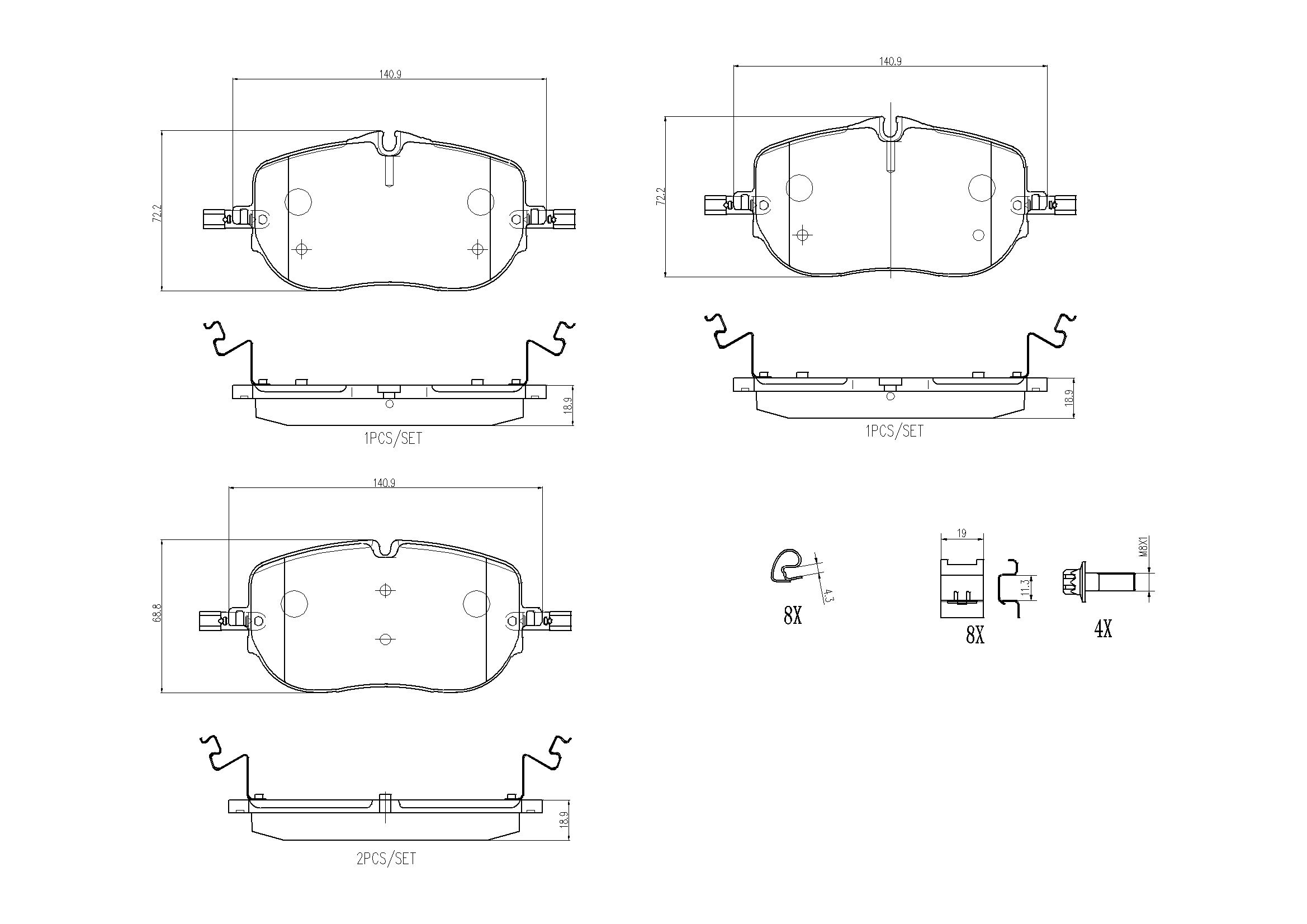 BREMBO مجموعة بطانة الفرامل، فرامل قرصية P 50 173