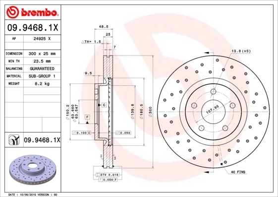 BREMBO Bremsscheibe 09.9468.1X
