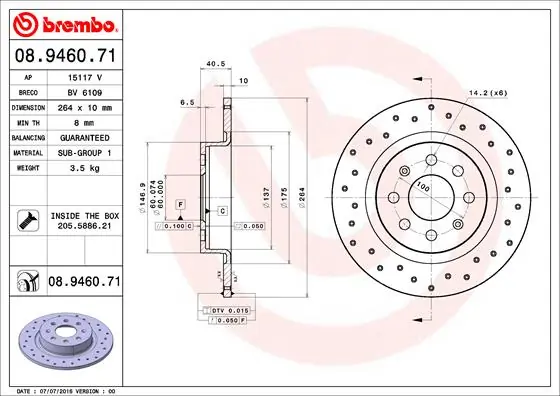 BREMBO Bremsscheibe 08.9460.71