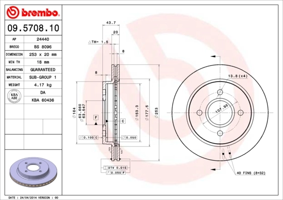 BREMBO ブレーキ・ローター 09.5708.10