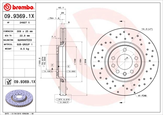 BREMBO Cakera Brek 09.9369.1X