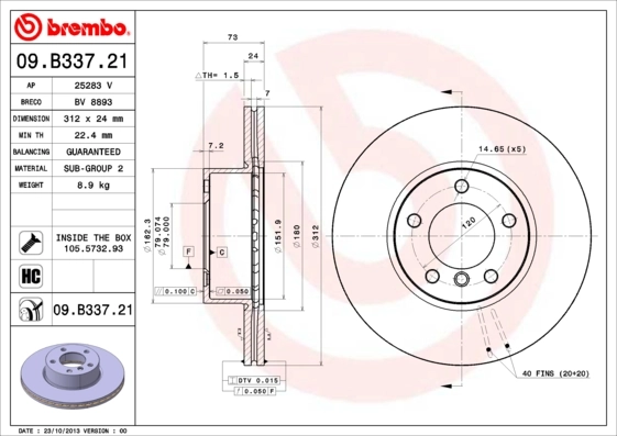 BREMBO דיסק בלם 09.B337.21