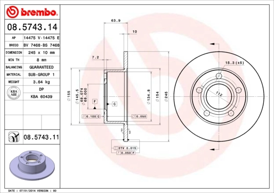 BREMBO Disco de travão 08.5743.11