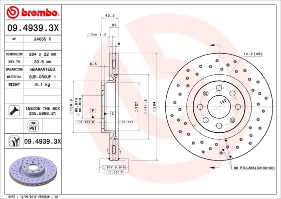 BREMBO Disco freno 09.4939.3X