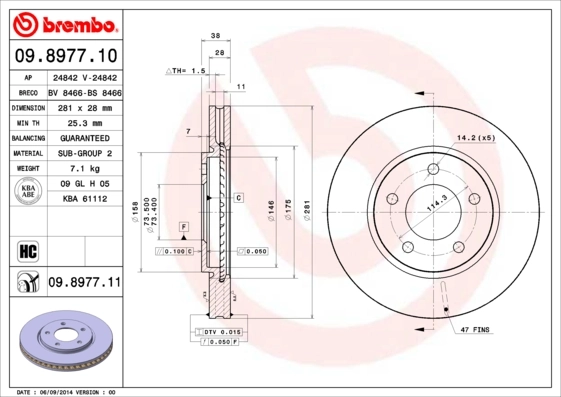 BREMBO Disco freno 09.8977.11