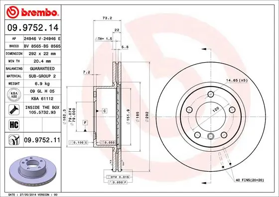 BREMBO Fren diski 09.9752.11
