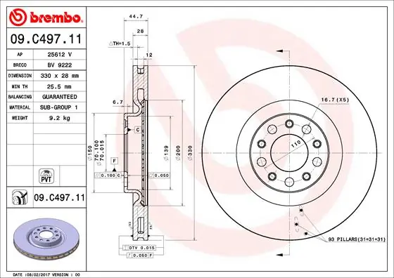 BREMBO Disco de travão 09.C497.11