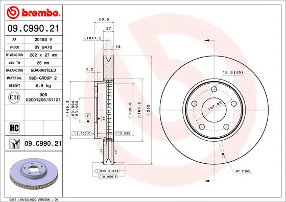 BREMBO Cincin rem 09.C990.21