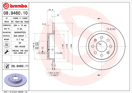 BREMBO Bremsscheibe 08.9460.11
