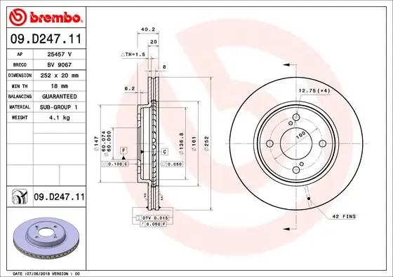 BREMBO Cincin rem 09.D247.11