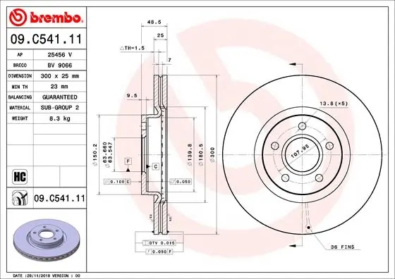 BREMBO Disco de travão 09.C541.11