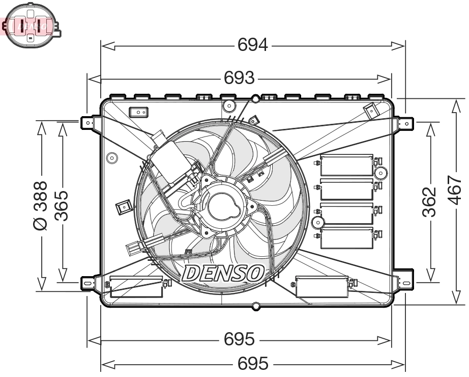 DENSO Ventola, Raffreddamento motore DER10010