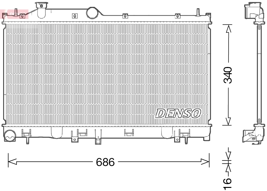 DENSO Radiator, engine cooling DRM36021