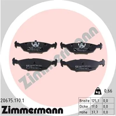 ZIMMERMANN Kit de plaquettes de frein, frein à disque 20675.170.1