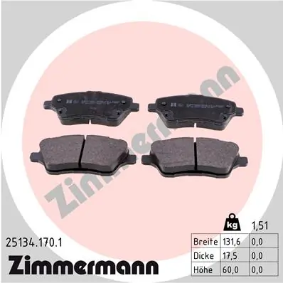 ZIMMERMANN Fren balata seti, diskli fren 25134.170.1