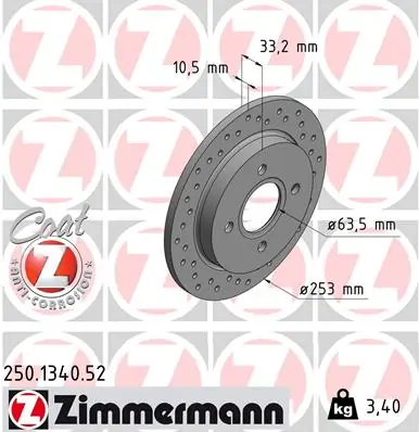 ZIMMERMANN Brake Disc 250.1340.52