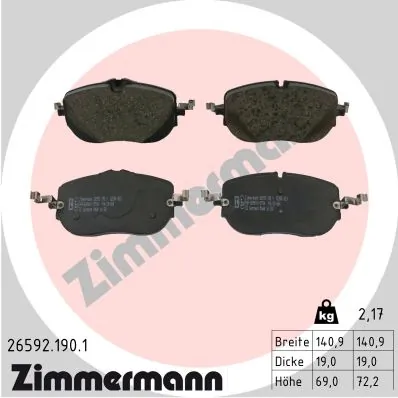 ZIMMERMANN مجموعة بطانة الفرامل، فرامل قرصية 26592.190.1