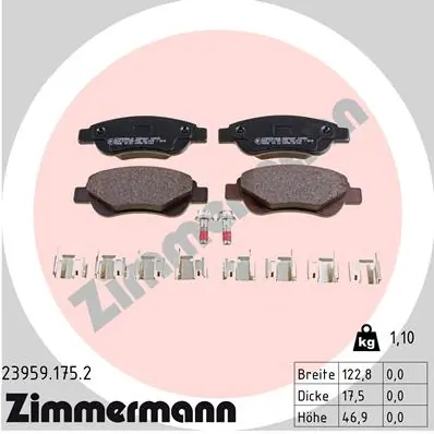ZIMMERMANN Kit pastiglie freno, Freno a disco 23959.175.2