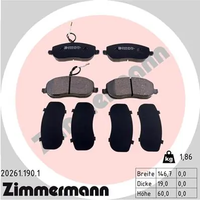 ZIMMERMANN Kit pastiglie freno, Freno a disco 20261.190.1