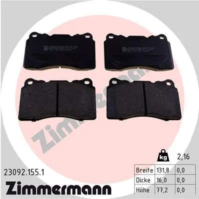 ZIMMERMANN Set Pad Brek, Brek Piring 23092.155.1