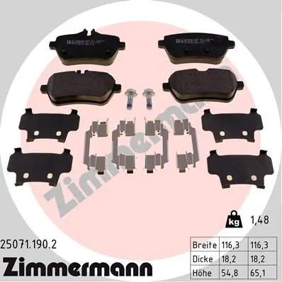 ZIMMERMANN Fren balata seti, diskli fren 25071.190.2