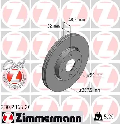 ZIMMERMANN Disque de frein 230.2365.20