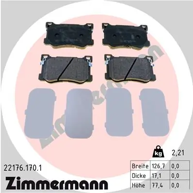 ZIMMERMANN Fren balata seti, diskli fren 22176.170.1