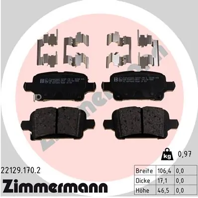 ZIMMERMANN Set Pad Brek, Brek Piring 22129.170.2