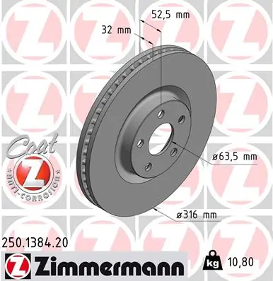ZIMMERMANN Bremsscheibe 250.1384.20