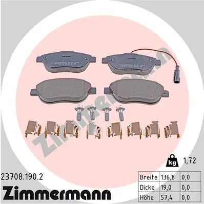 ZIMMERMANN Kit pastiglie freno, Freno a disco 23708.190.2