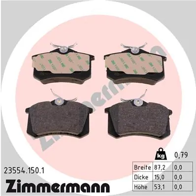 ZIMMERMANN ערכת רפידות בלם, בלמי דיסק 23554.150.1