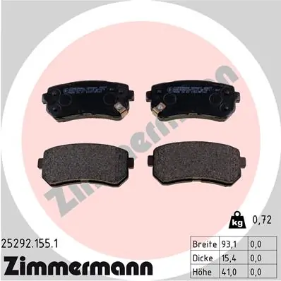 ZIMMERMANN Bremsbelagsatz, Scheibenbremse 25292.155.1