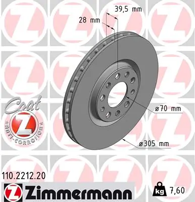 ZIMMERMANN ブレーキ・ローター 110.2212.20