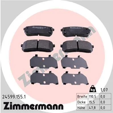 ZIMMERMANN Set bantalan rem, rem cakram 24599.155.1