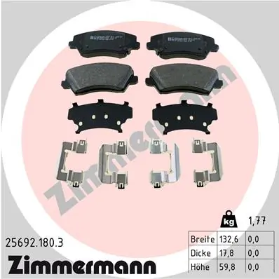 ZIMMERMANN Bremsbelagsatz, Scheibenbremse 25692.180.3