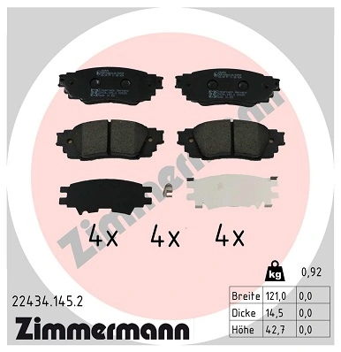 ZIMMERMANN Комплект тормозных колодок, дисковый тормоз 22434.145.2