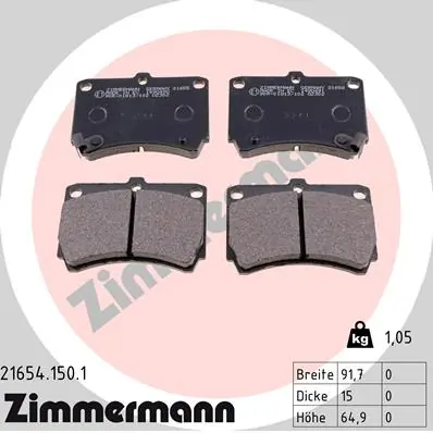 ZIMMERMANN Kit pastiglie freno, Freno a disco 21654.150.1