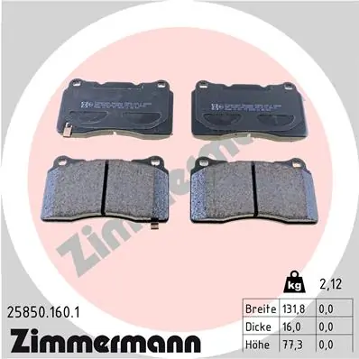 ZIMMERMANN Set Pad Brek, Brek Piring 25850.160.1