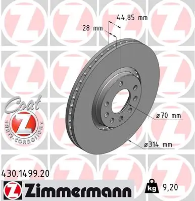 ZIMMERMANN Disco freno 430.1499.20