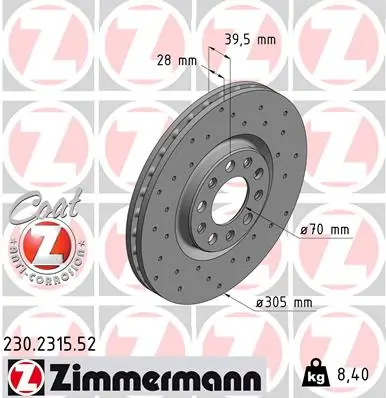 ZIMMERMANN Disco de travão 230.2315.52