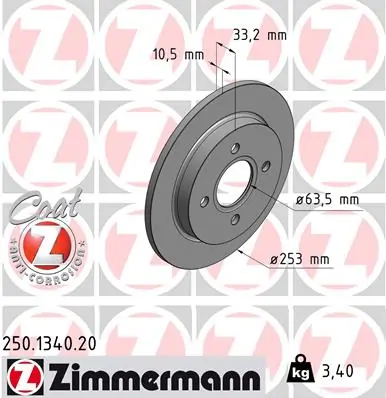 ZIMMERMANN Brake Disc 250.1340.20