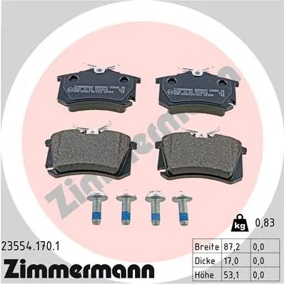ZIMMERMANN Set Pad Brek, Brek Piring 23554.170.1