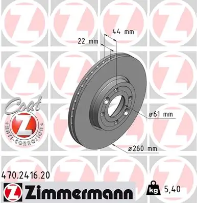 ZIMMERMANN Bremsscheibe 470.2416.20